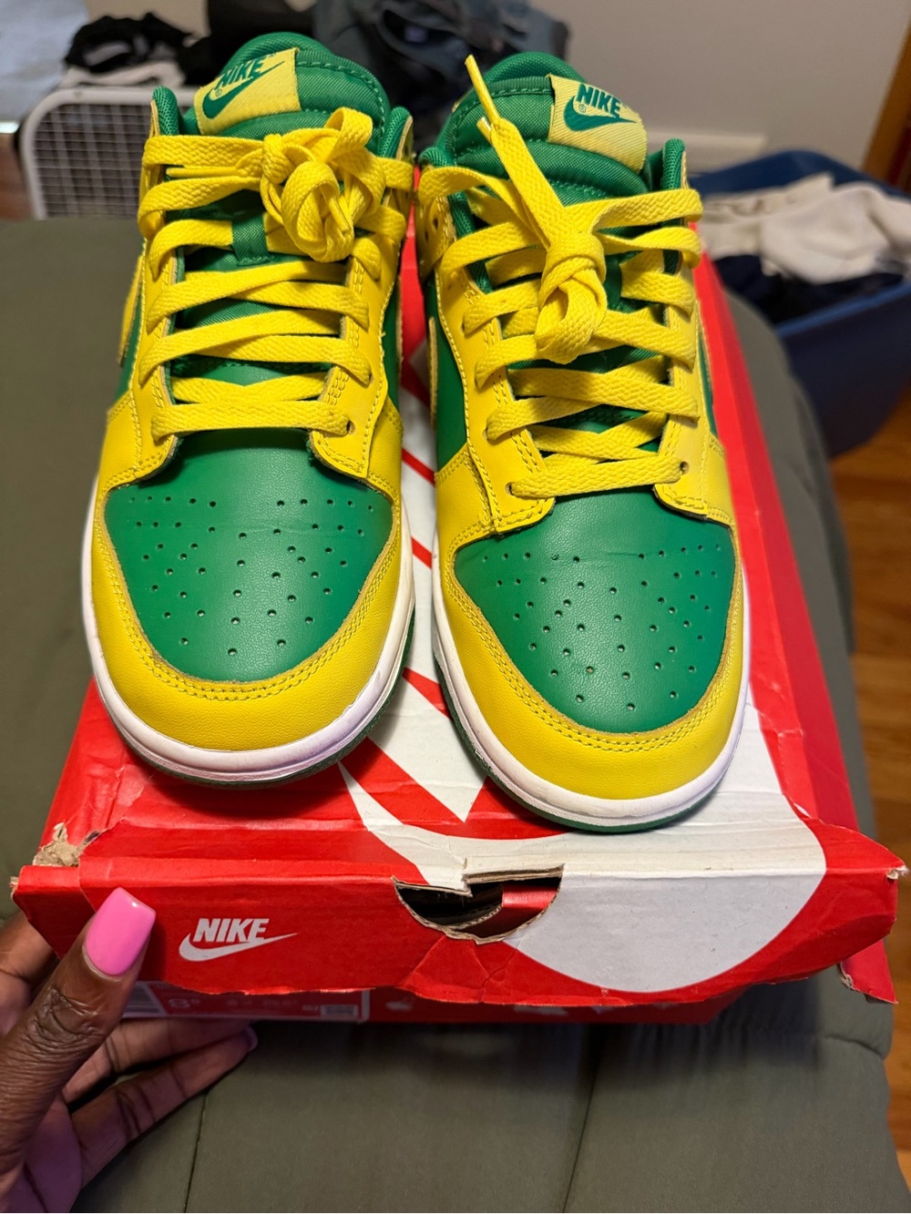 Nike dunk Low-Top Sneakers in Green and Yellow